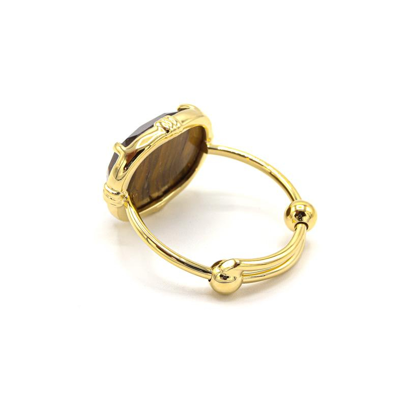 Photo du produit AU FIL DE LO Bague Ovale Horizontale - Or Pierre Oeil de Tigre