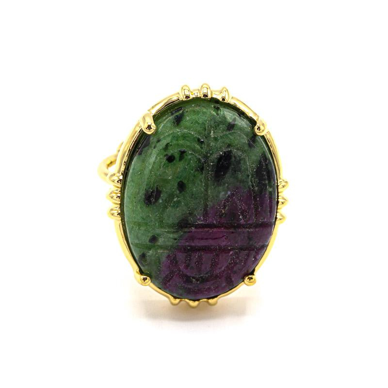 Photo du produit AU FIL DE LO Bague Scarabée Gravé - Or Pierre Rubis zoisite