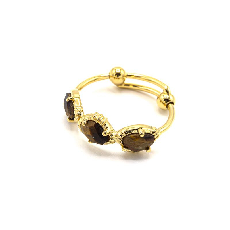 Photo du produit AU FIL DE LO Bague Trois Pierres - Or Pierre Oeil de Tigre
