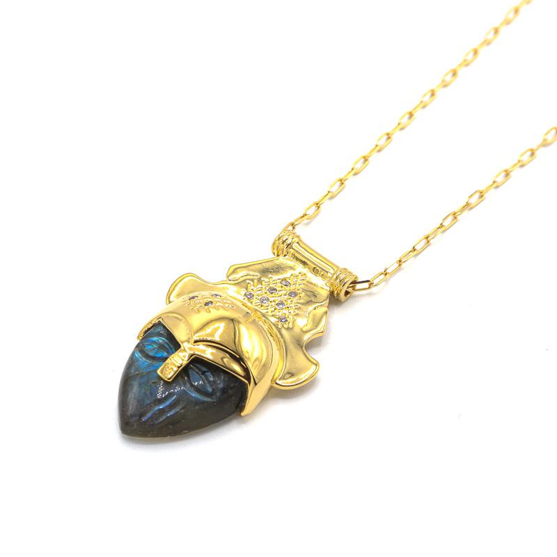 Photo du produit AU FIL DE LO Collier Masque strassé - Or Pierre Labradorite