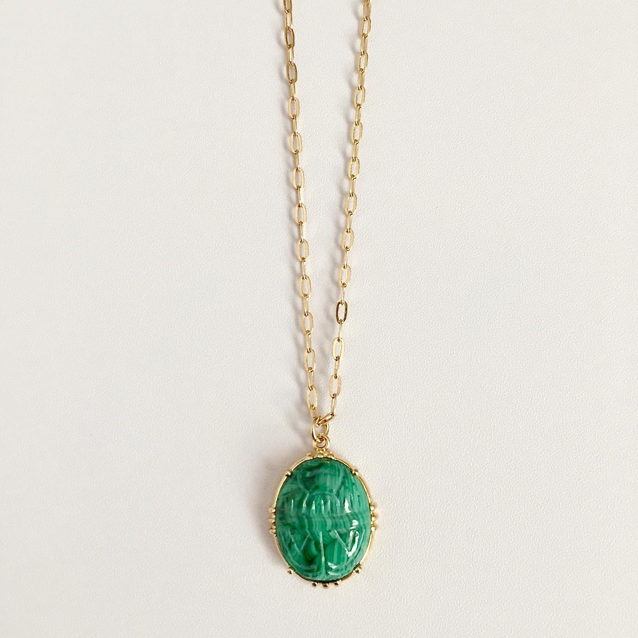 Photo du produit AU FIL DE LO Collier Scarabée XL Malachite or