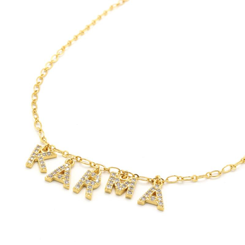 Photo du produit  Collier Message - Karma Laiton Plaqué Or