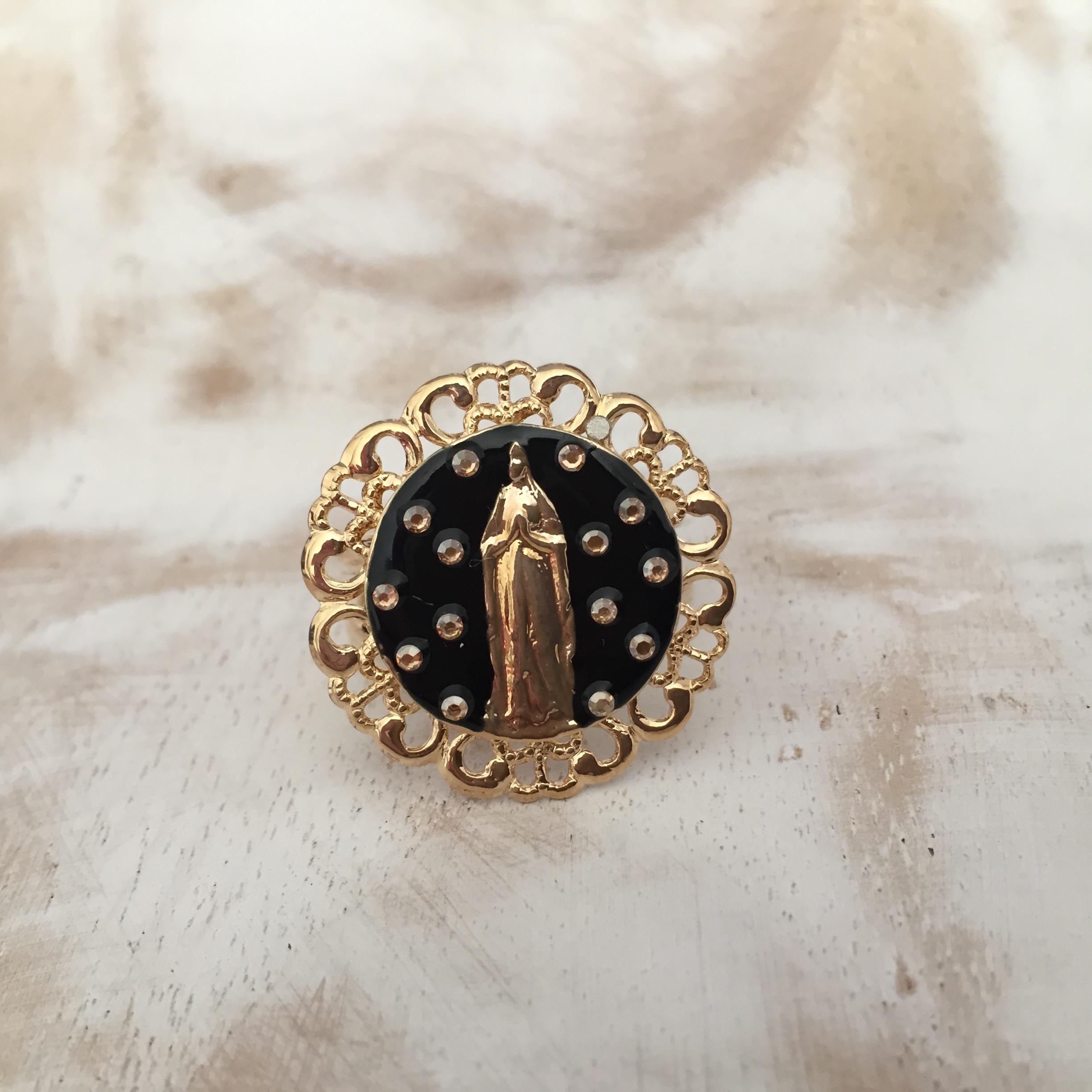 Photo du produit BEE VALENTINA Bague Apparition Dentelle Noir or