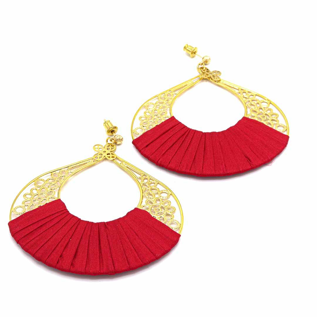 Photo du produit BY GARANCE Boucles d'Oreilles Mady XL - Or Soie Rouge