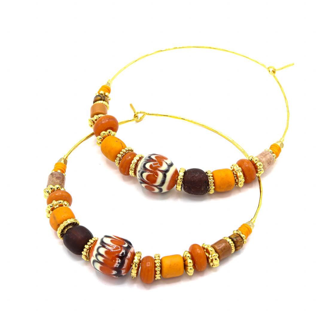 Photo du produit BY GARANCE Boucles d'Oreilles Vintage - Or Perles Orange