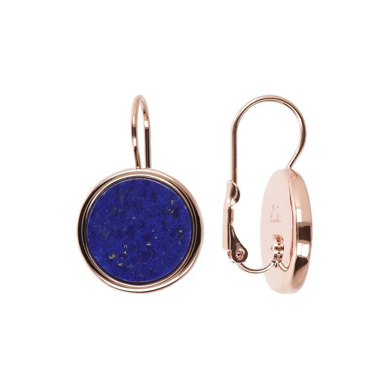 Photo du produit  Boucles d'Oreilles Dormeuses Jeton - Doré Or Rose Pierre Lapis Lazuli