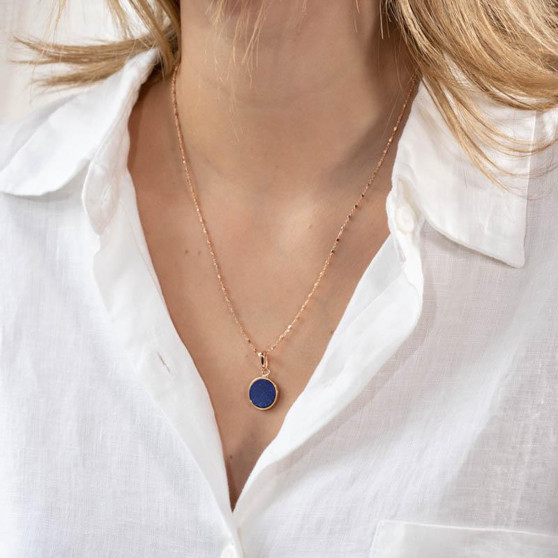Photo du produit Bronzallure Collier Disque Jeton - Or Rose Pierre Amazonite