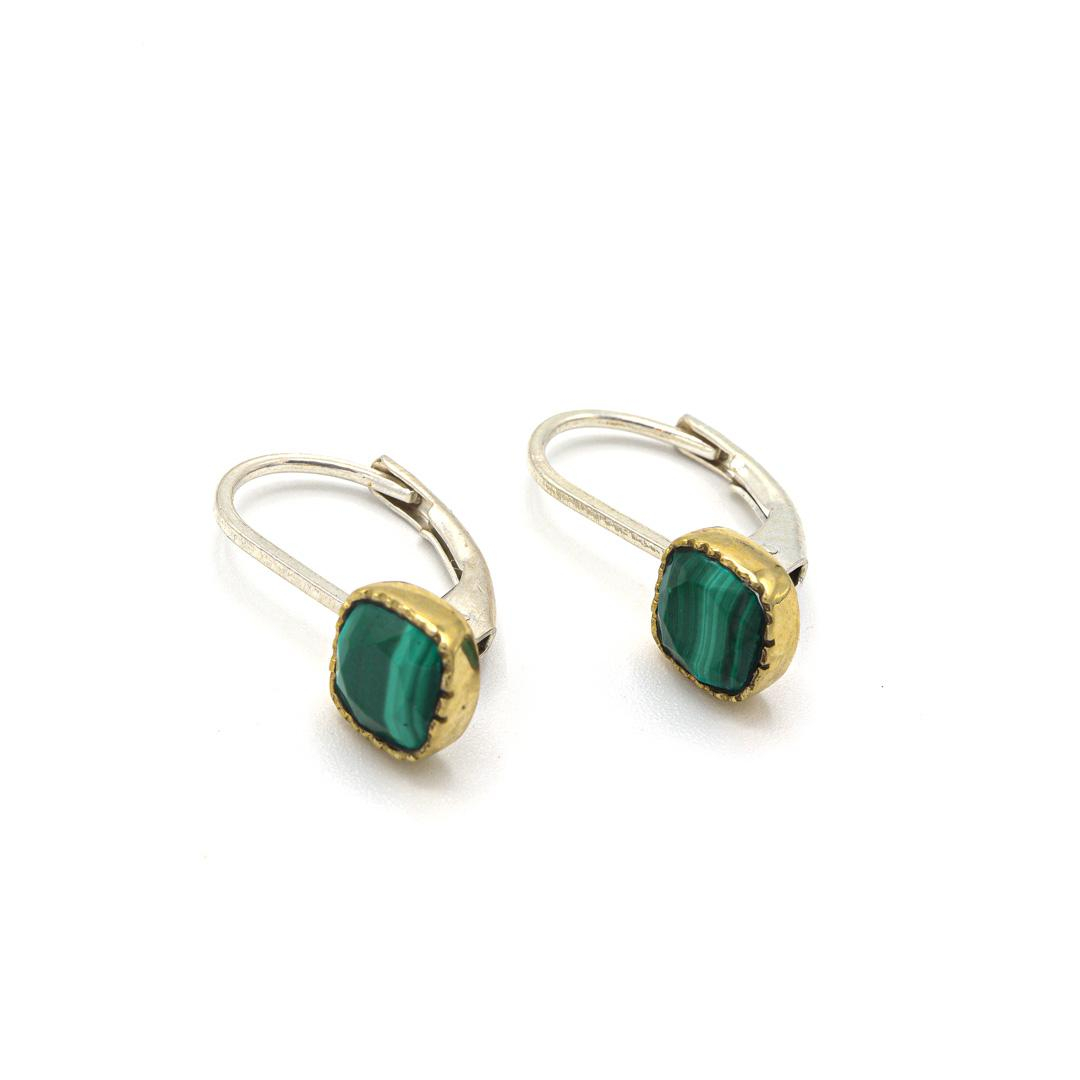 Photo du produit  Boucles d'Oreilles Uma  Dormeuses - Argent Pierre Malachite
