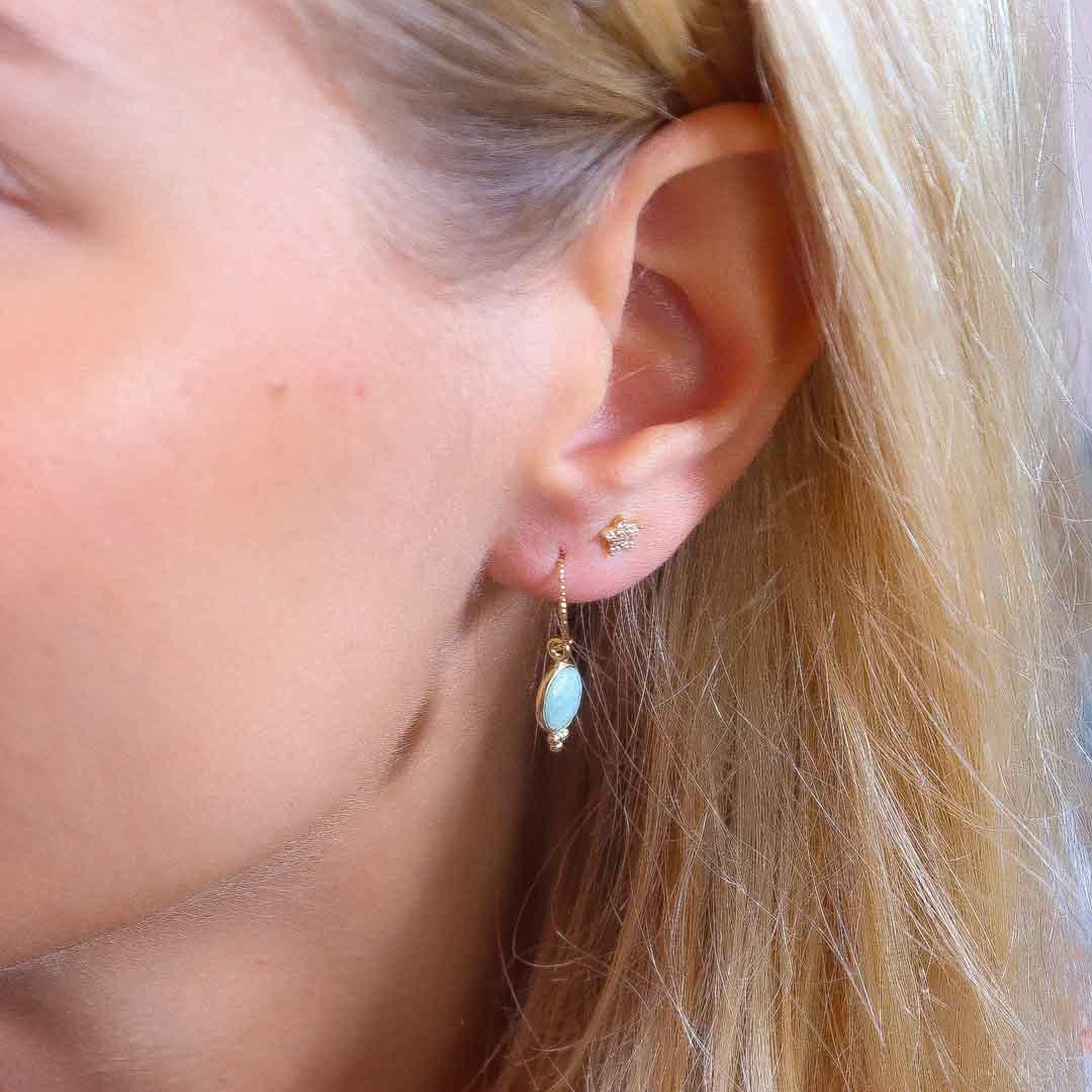 Photo du produit  Boucles d'Oreilles Alpha - Doré Or Pierre Calcédoine