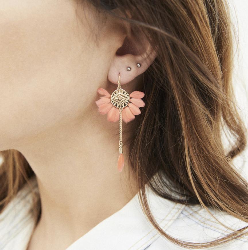 Photo du produit Hipanema Boucles d'oreilles Yucatan Corail or