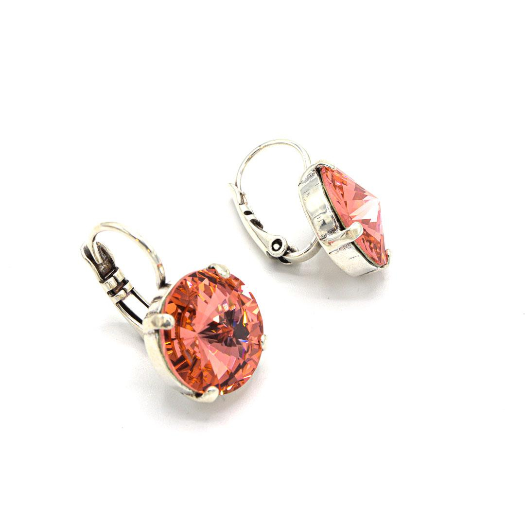 Photo du produit  Boucles d'Oreilles Dormeuses Murmures - Argent Cristal Rose Peach