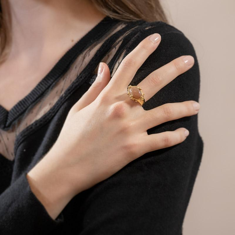 Photo du produit  Bague Alba - Doré Or Pierre de Lune Nude