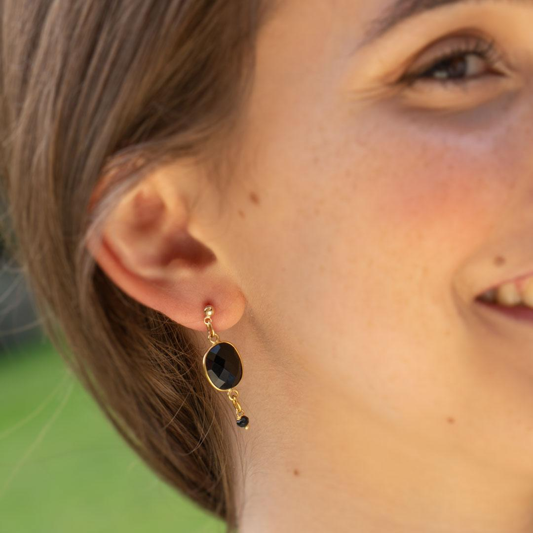 Photo du produit  Boucles d'Oreilles Cathy - Doré Or Pierre Lapis Lazuli
