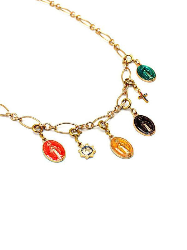 Photo du produit  Charms - Or Médaille Madone Emaillage Jaune