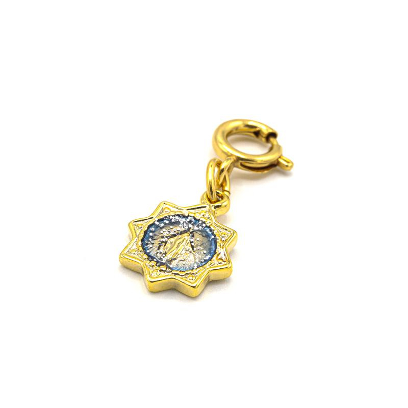 Photo du produit  Charms - Or Madone Etoile Emaillage Bleu