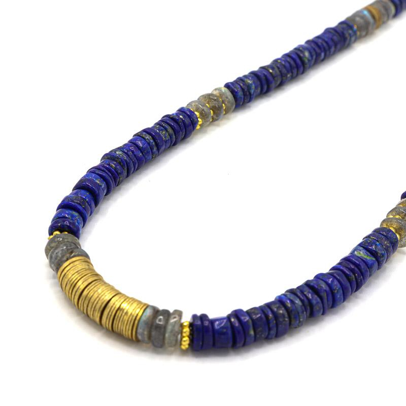 Photo du produit L Atelier Des Dames Collier Heishi Flora - Or Pierre Lapis Lazuli