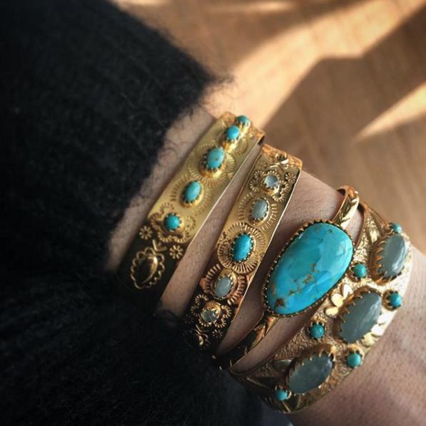 Photo du produit L'Atelier Plume Jonc BERENICE turquoise or