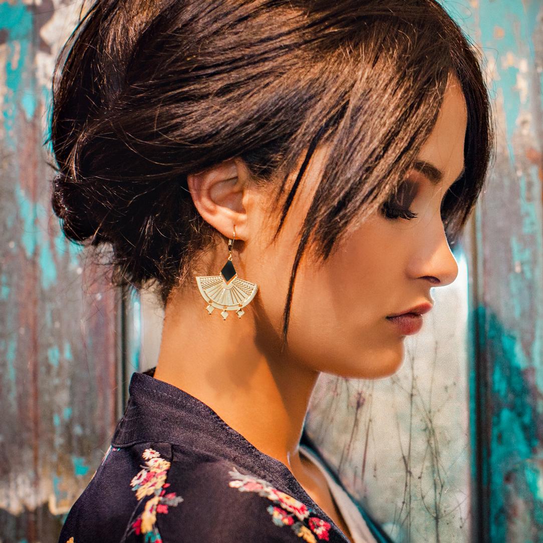 Photo du produit Laëti Trëma Boucles d'oreilles Kaili noir or