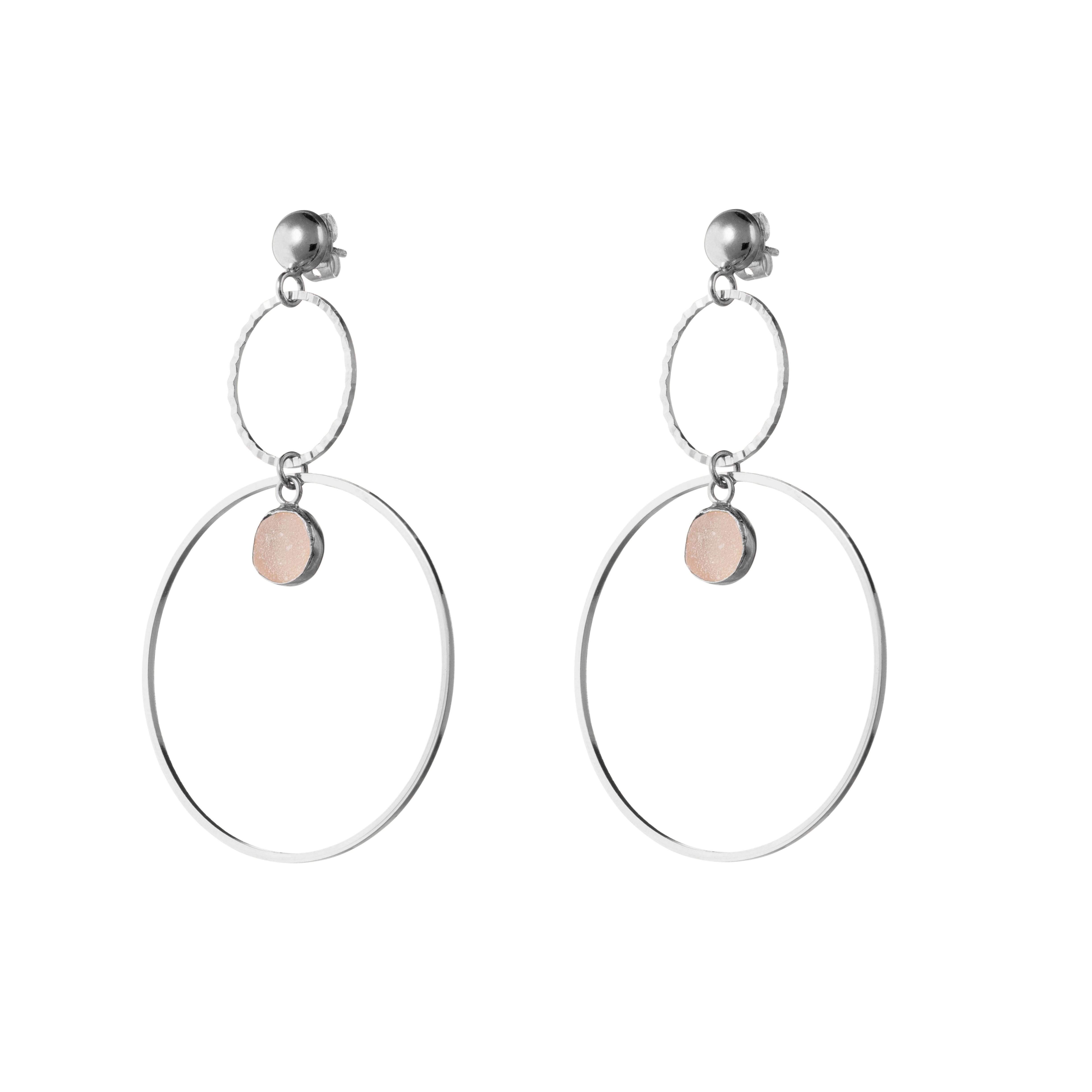 Photo du produit OPALE Boucles d'Oreilles Jaelle Argentées Ornées de Quartz Bruts Blancs argent