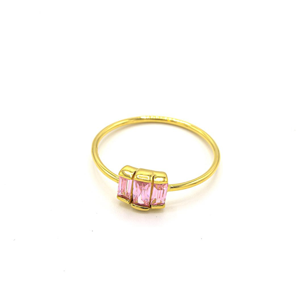 Photo du produit  Bague Trois Crystal - Or Baguettes Zircon Rose