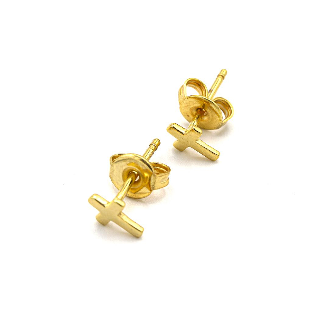 Photo du produit  Boucles d'Oreilles Puces - Doré Or Croix
