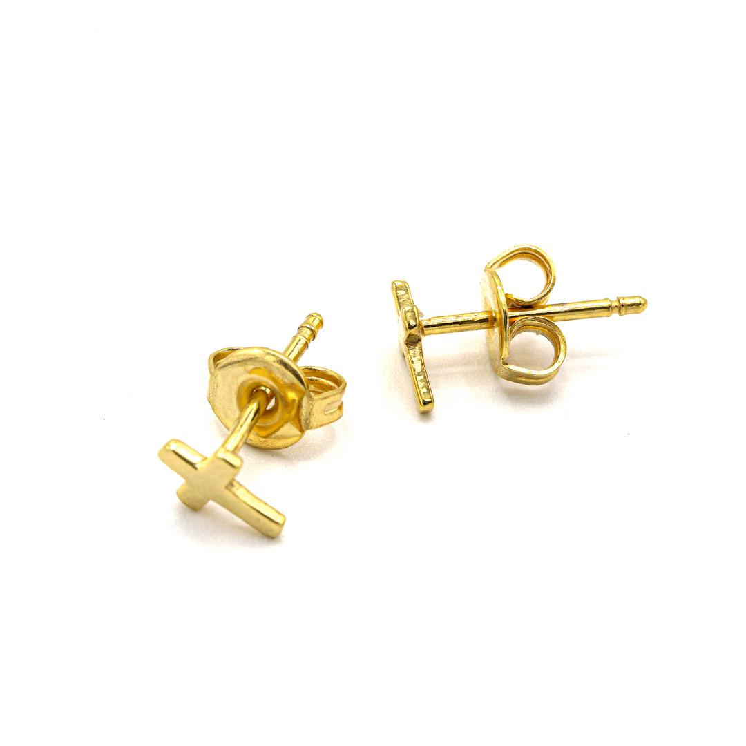 Photo du produit  Boucles d'Oreilles Puces - Doré Or Croix