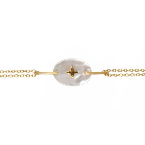 Photo du produit Une A Une Bracelet Nacre Ovale Croix Or 