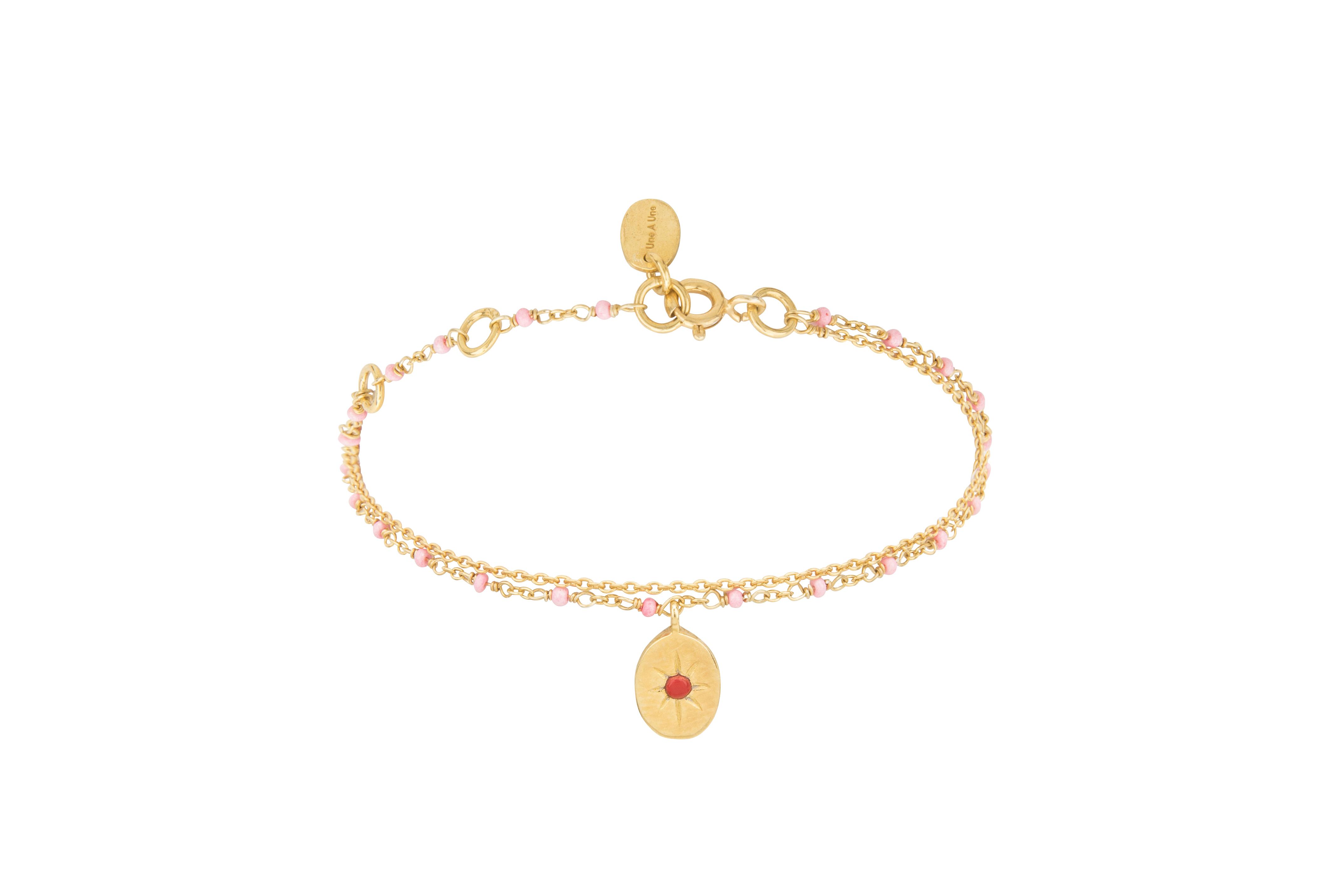Photo du produit Une A Une Bracelet médaille double rose or