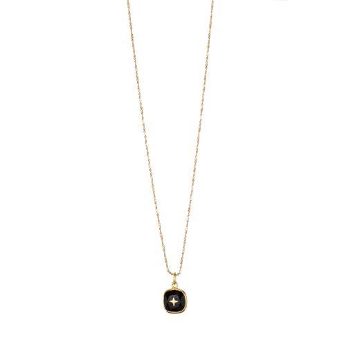 Photo du produit Une A Une Collier Croix Noir or