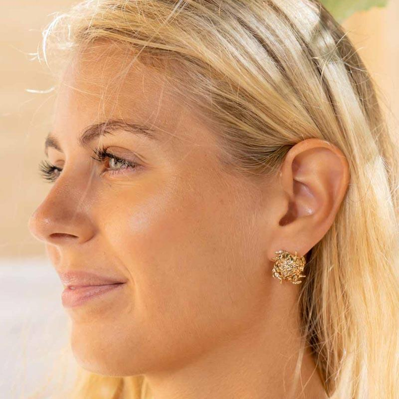 Photo du produit  Boucles D'Oreilles Bouton Ouvragé - Doré Or