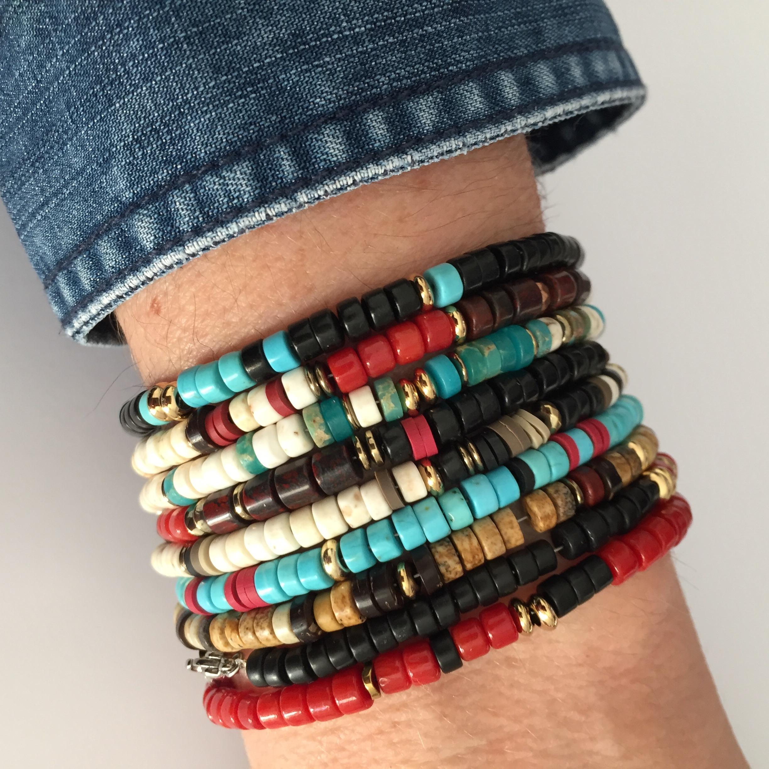 Photo du produit Zag Bracelet Heishi Blanc / Turquoise 