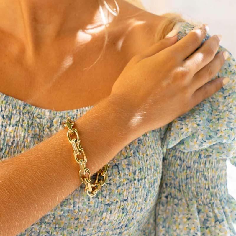 Photo du produit Zag Bracelet Mailles Rectangles XL - Acier Or
