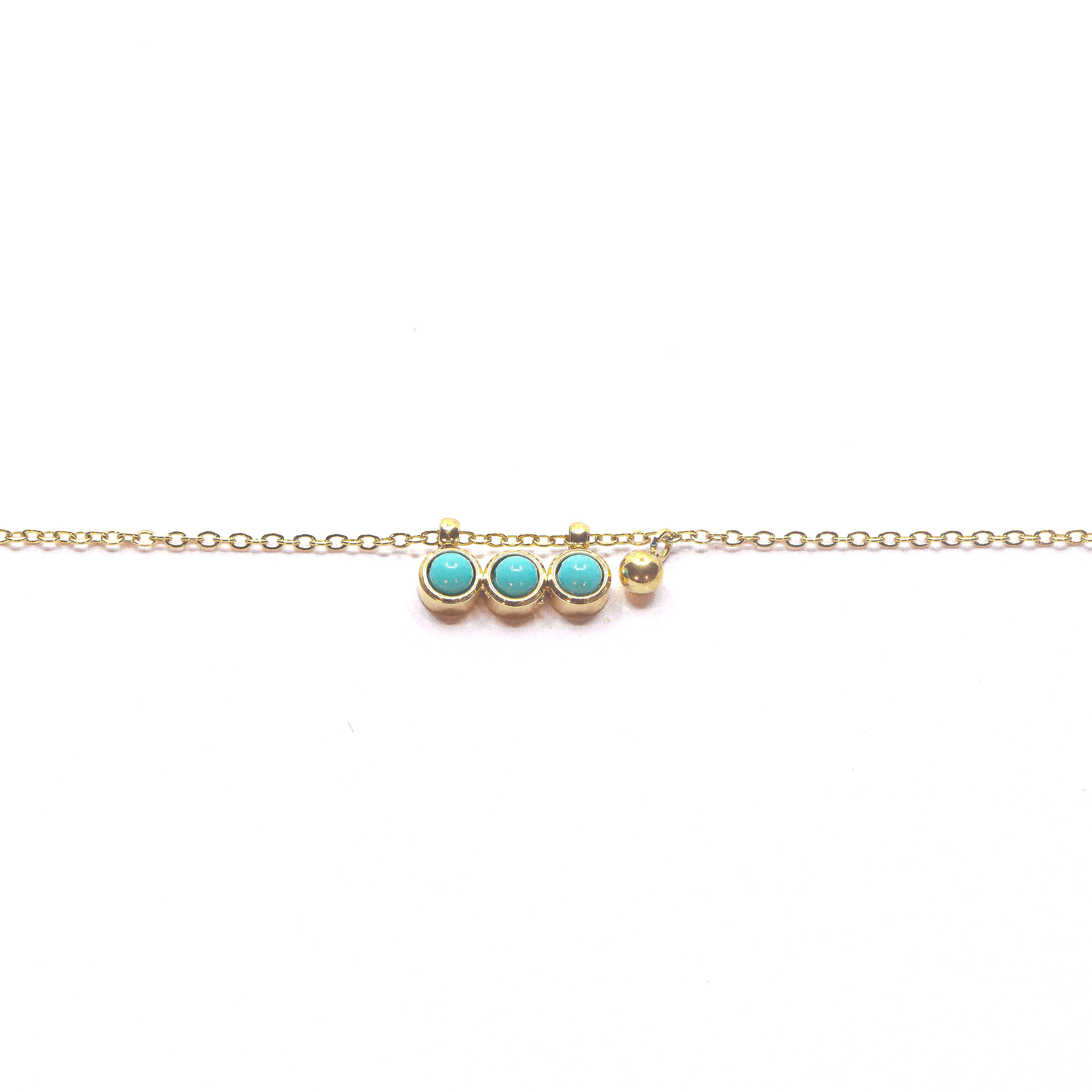 Photo du produit Zag Chaine de Cheville Barrette Turquoise Acier Or