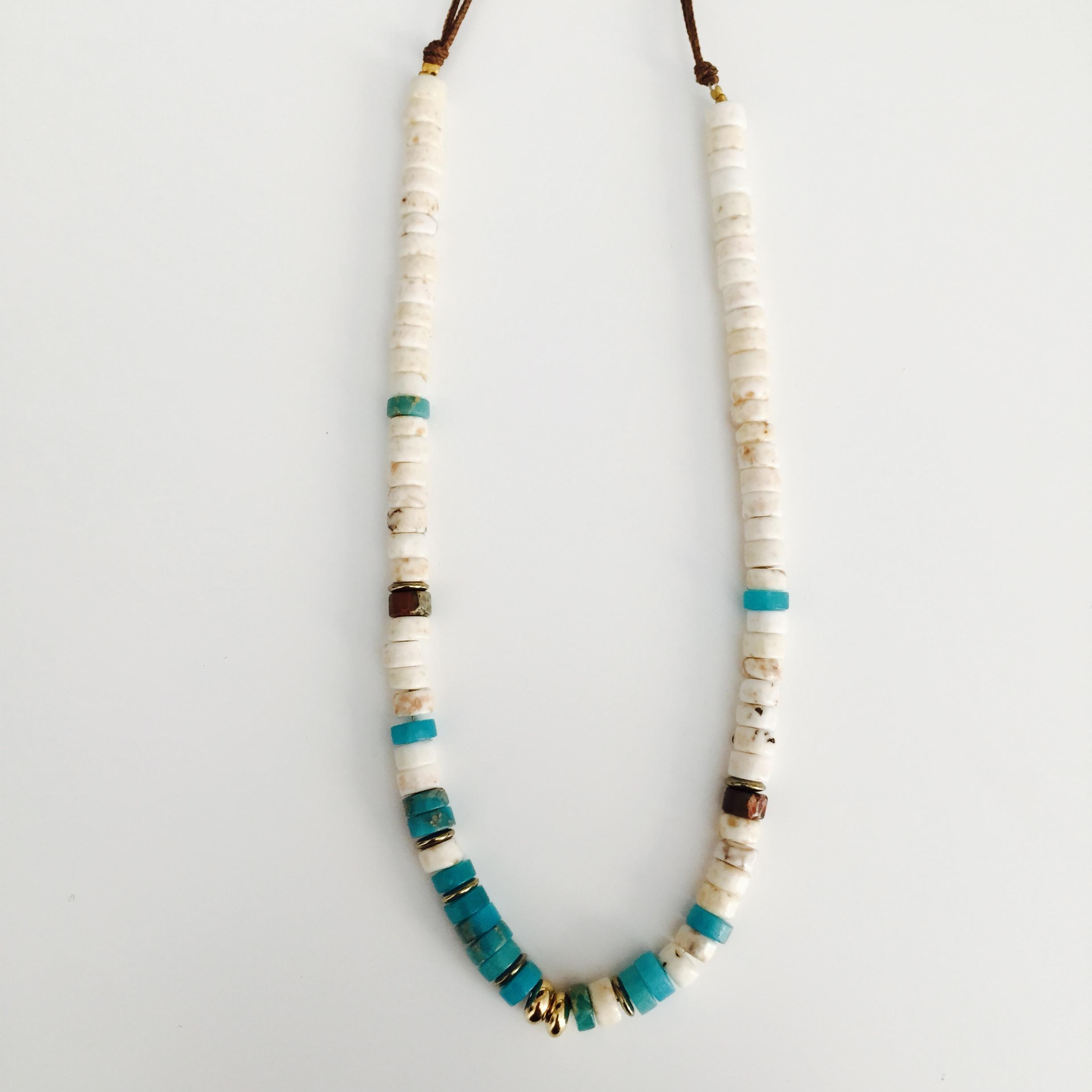 Photo du produit Zag Collier Heishi Blanc / Turquoise 