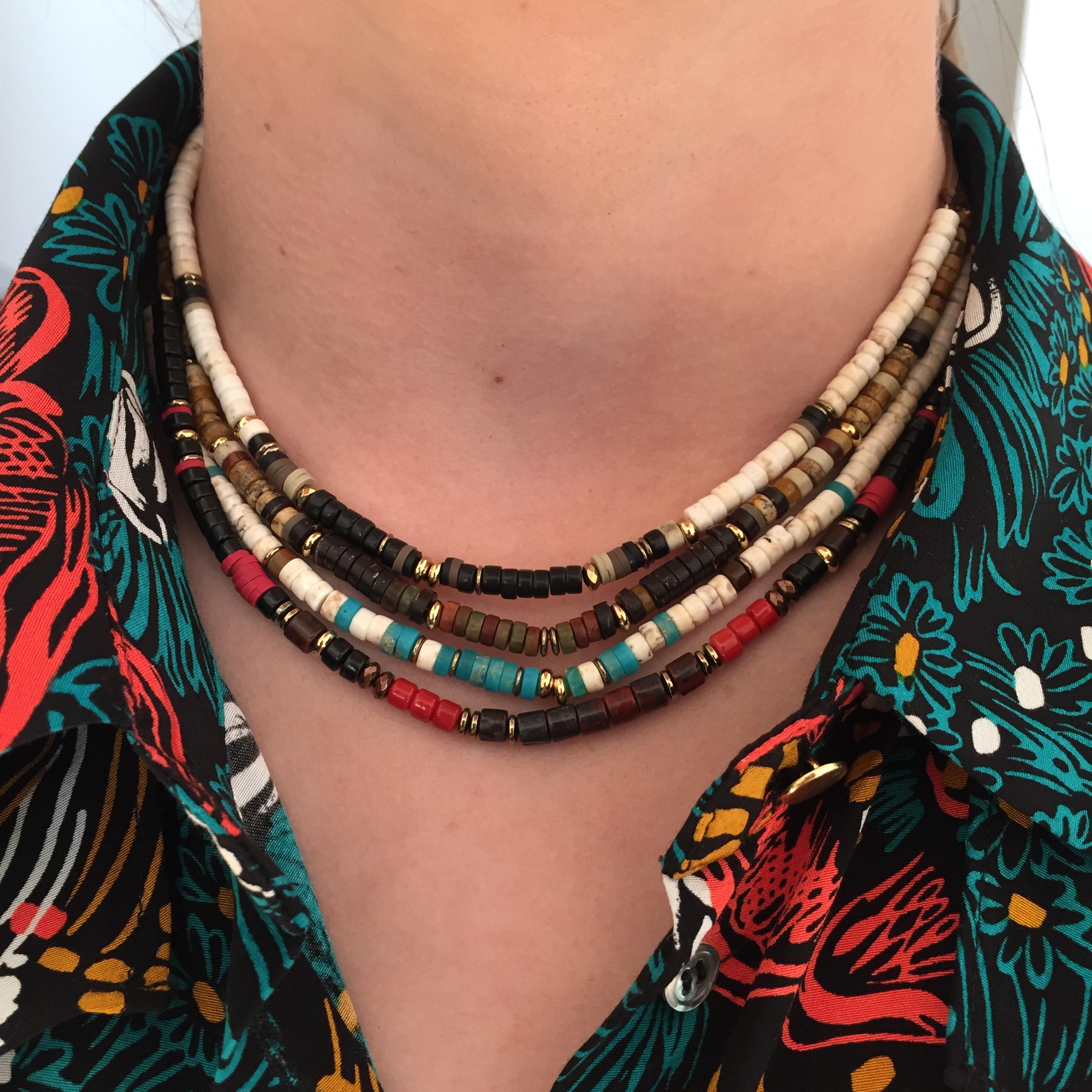 Photo du produit Zag Collier Heishi Blanc / Turquoise 