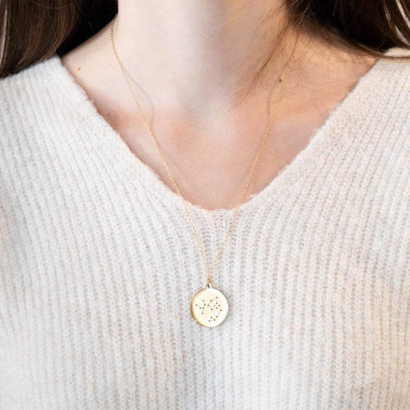 Photo du produit  Collier Médaille Constellation - Acier Or Gémeaux 