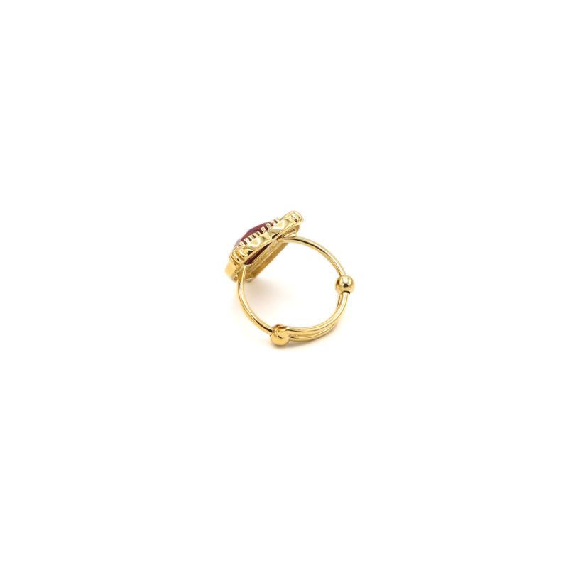Photo du produit  Bague Coeur - Doré Or Pierre Sillimanite Rouge
