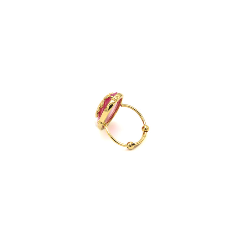 Photo du produit  Bague Palmier Pierre Sertie - Doré Or Quartz Fraise