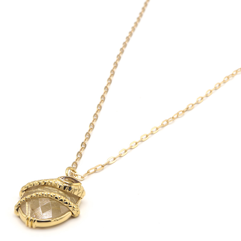 Photo du produit  Collier Serpent sur Pierre - Doré Or Pierre Rutile Or