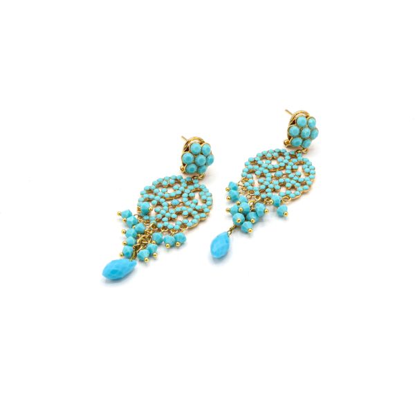 Photo de Boucles d'Oreilles Chiara - Doré Or Bleu