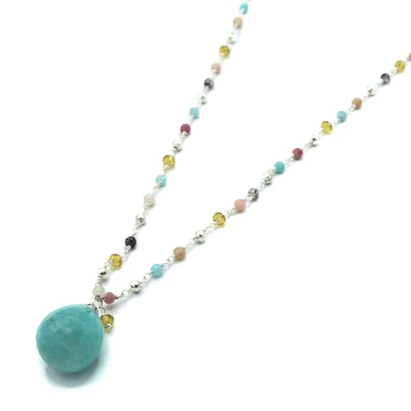 Photo de  Collier Long Pendule - Argent Pierre Amazonite
