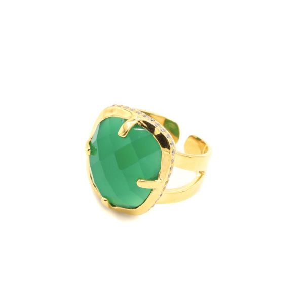  Bague Albertine - Doré Or Agate Verte