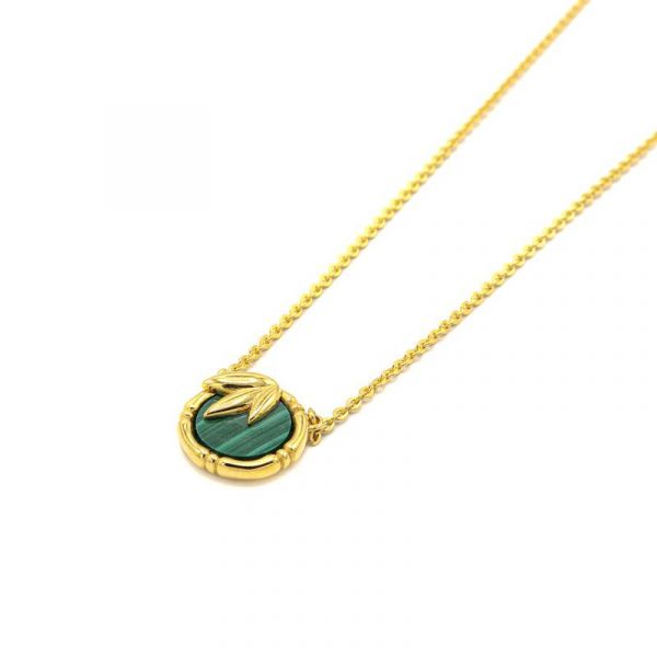 Photo de  Collier Bambou - Doré Or Pierre Malachite