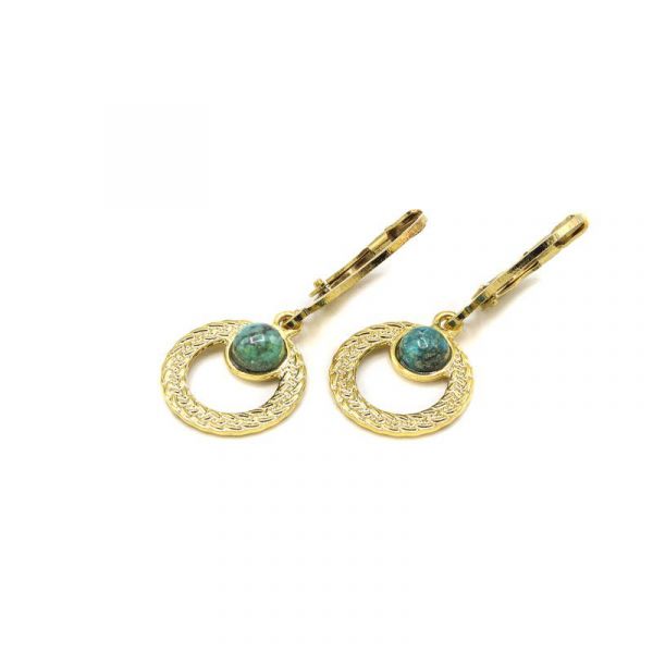 Photo de  Boucles d'Oreilles Katniss - Doré Or Pierre Jaspe Africain