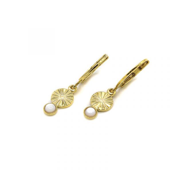 Photo de  Boucles d'Oreilles Léontine - Doré Or Pierre Nacre