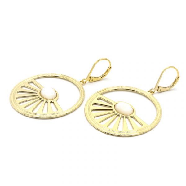 Photo de  Boucles d'Oreilles Sunset Boulevard - Doré Or Pierre Nacre Blanche