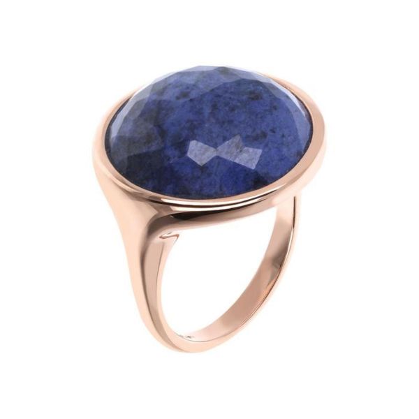 Photo de  Bague Cabochon - Doré Or Rose Pierre Dumortierite Bleu 