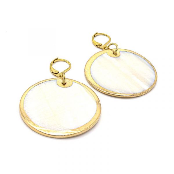 Photo de  Boucles d'Oreilles Naqqarah - Doré Or Nacre Blanche