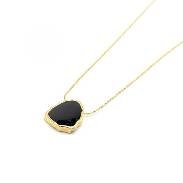  Collier Mona - Or Pierre Onyx Noir