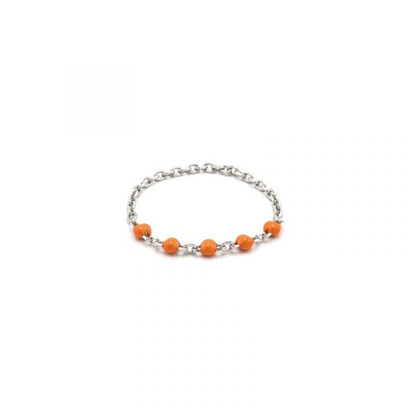  Bague Anneau Perlé - Argent Orange